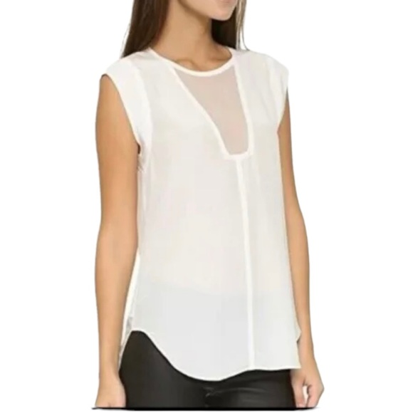 Rebecca Taylor Tops - Rebecca Taylor Blouse 100% Silk Top Cream Beige Cap Sleeve